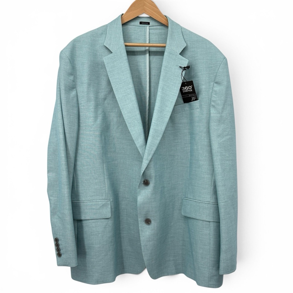 JF J Ferrar 2XL Long 50/52 Teal Sport Coat Blazer Big & Tall 360 Stretch NWT